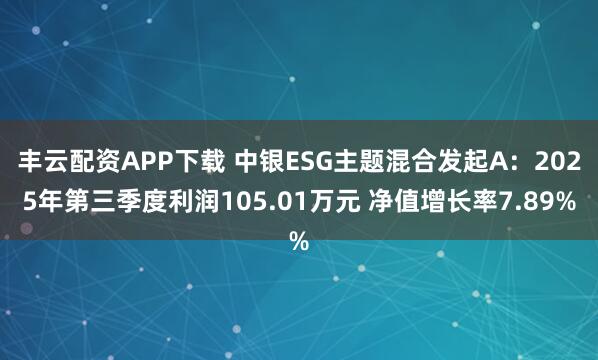 丰云配资APP下载 中银ESG主题混合发起A：2025年第三季度利润105.01万元 净值增长率7.89%
