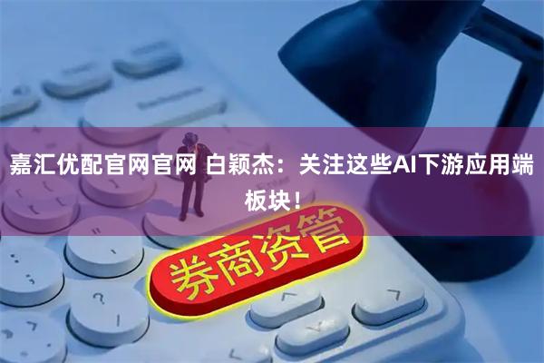 嘉汇优配官网官网 白颖杰：关注这些AI下游应用端板块！
